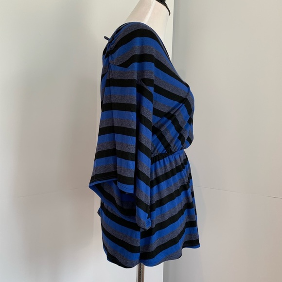ELLA MOSS- Blue stripe peplum top - Picture 3 of 6